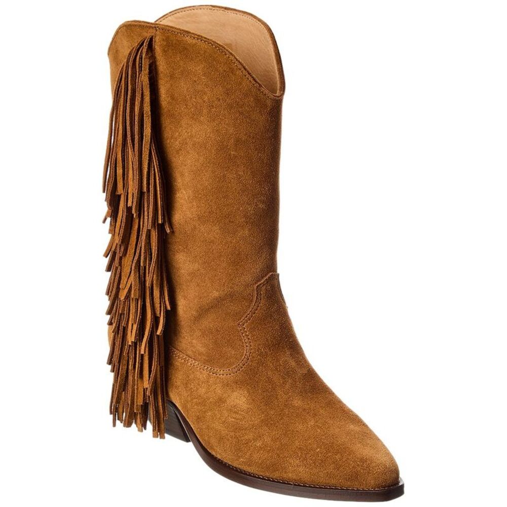 Isabel Marant Brown Suede Ankle Boots with Fringe